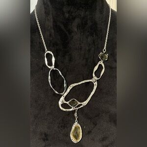 Chicos Silvertone Link Statement Necklace